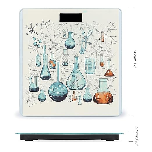 Chemistry Print Weight Scale Large Bathroom Scales Digital Weight with Bright LED Display Non Slip Automatic Weighing Scale Fashion Weighing Machine for Body