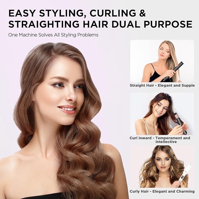 Professional Hair Straighteners Nano Titanium Hair Straightening Flat Iron Lightweight White Adjustable Temperature Settings 160° -230° for All Hair Types
