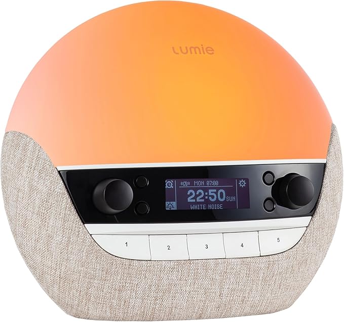 Lumie Bodyclock Luxe 700FM | Wake-Up Light with FM Radio Bluetooth Speakers Sunrise/Sunset Features and Low-Blue Light for Sleep