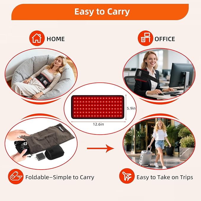 Red Light Therapy for Body 660nm 850nm 12.6 LED Wearable Infrared Redlight Therapy Belt Wrap Pad for Belly Back Waist Shoulder Knee Muscle