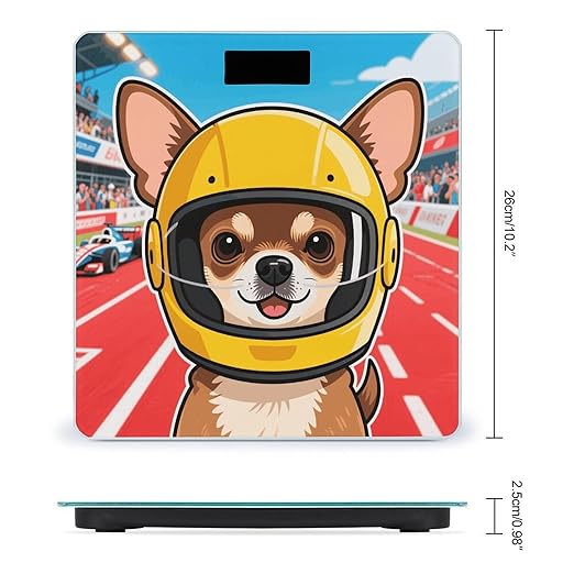 Chihuahua on Track Weight Scale Cute Bathroom Scale for Body Highly Accurate Digital Weighing Machine for People Compact LCD Display Scales with Sturdy Toughened Glass Scales