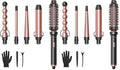 Wavytalk 5 in 1 Curling Wand Set Multi Curl Curling Wand Set with Thermal Brush and 4 Interchangeable Ceramic Curling Wand(0.5”-1.25”) Instant Heat Up Wand Curling Iron (Rose Gold) (Pack of 2)