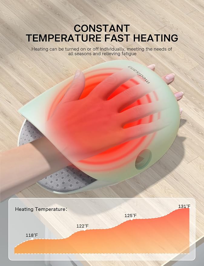 Medisana Hand Massager with Heat and Compression Cordless Hand Massager for Arthritis and Carpal Tunnel Relief Knuckle Stretching Massage Birthday Christmas Gifts for Men Women Dad Mom-Green