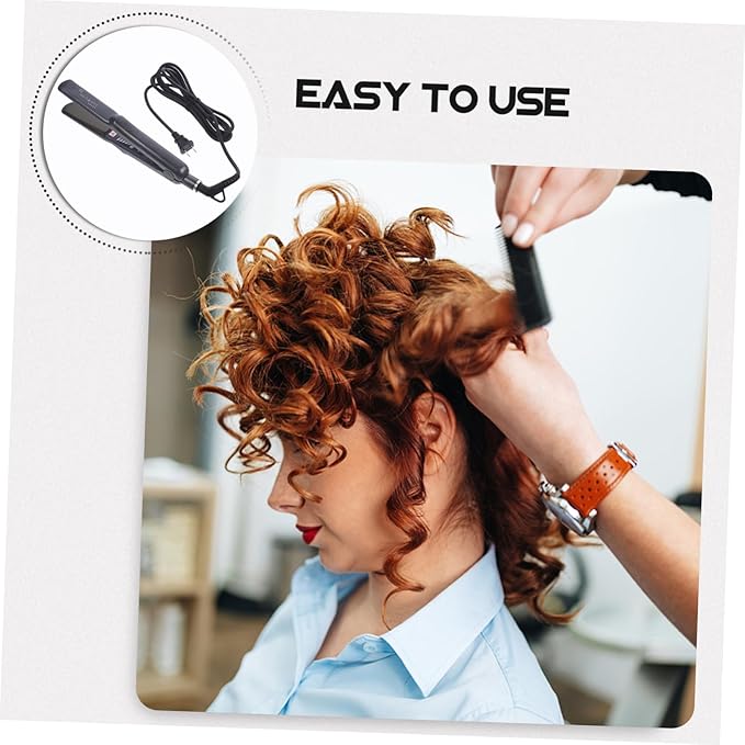 1Pc Dual-Purpose Hair Straightener Curler Rotating Steam Iron for Home Salon Use Stable Temperature Control Material Black