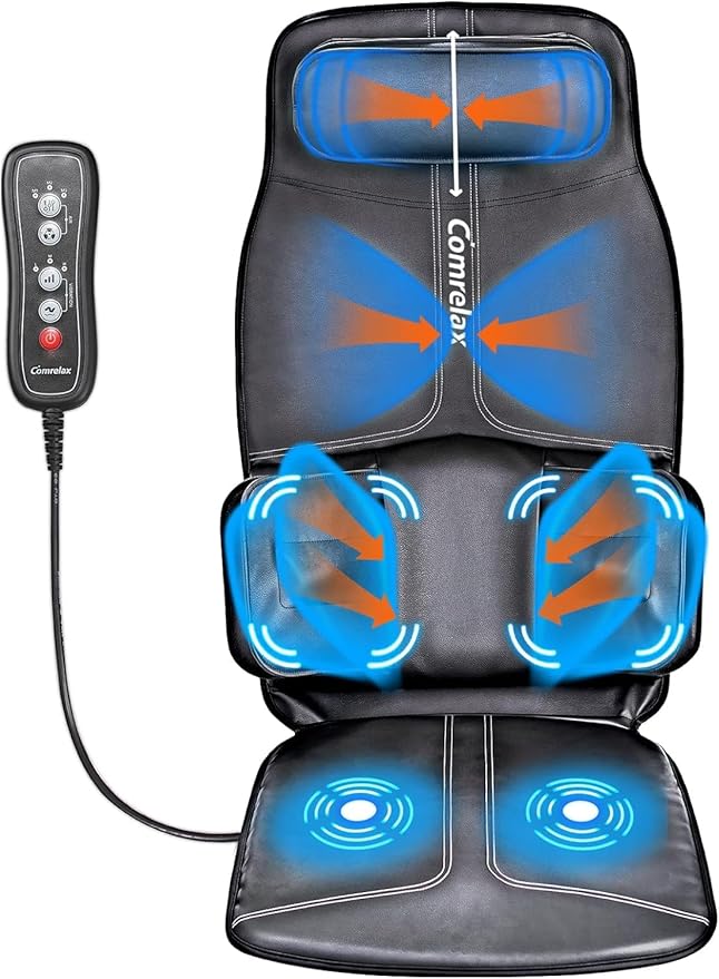 Back Massage Cushion with Compress Vibration Seat Massage Chair Pad3 Modes &amp 3 Intensities Back and Neck Massage for Muscle Fatigue Stress Relief