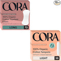Cora Organic Feminine Care | 72 Long No Wings Liners and 36 Light Applicator Tampon Multipack | Ultra-Absorbent Unscented Natural Non-Toxic | Bundle Pack