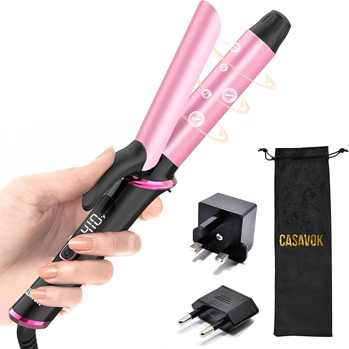 Mini Curling Iron for Travel110~240V Dual Voltage with European Plug AdapterSmall Curling Iron for Short HairTiny Curling Irons for WomenAnti-Scald CoverAuto-Off5 Temp Digital Settings1 Inch