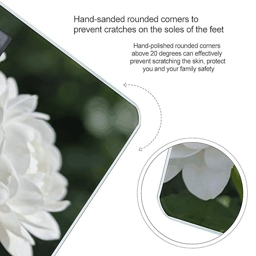 Flower White Weight ScaleClear LED Display Bathroom Digital Weighing ScaleTempered Glass Digital Bathroom Scale for Body Weight Capacity Up to 400 Lbs