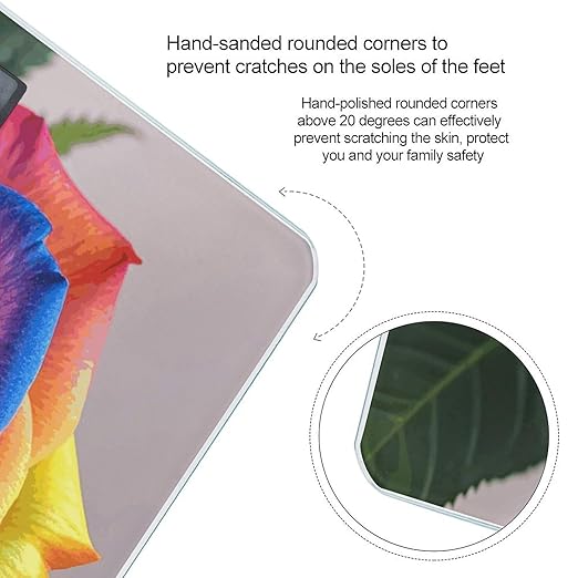 Rainbow Rose Scale for Body Weight Digital Bathroom Scale Toughened Glass High Precision Scales for Body Weight with Large LCD Backlight Display Weight Scales