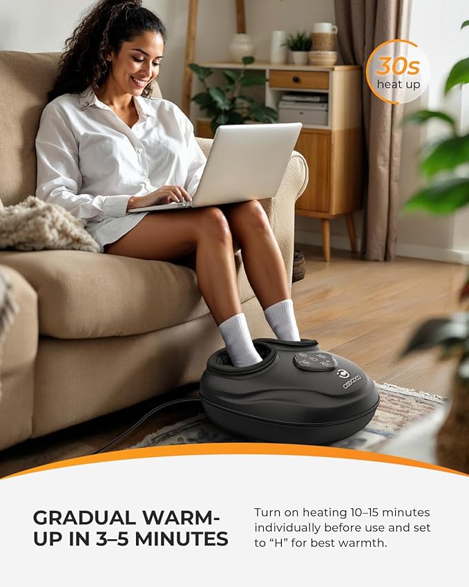 CooCoCo Upgraded Shiatsu Foot Massager - FSA Eligible Foot Massager for Plantar Fasciitis &amp Neuropathy HSA Feet Massager with Heat Foot Warmer for Women Men Foot Pain Relief Home Office Use
