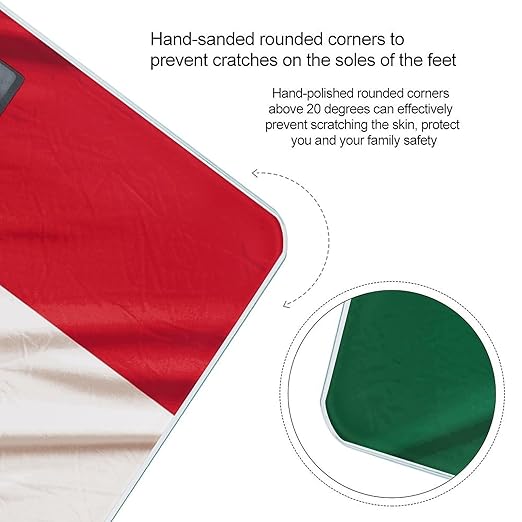 Italy Flag Bathroom Scale Automatic Power On/Off Body Scales LCD Backlight Display Square Digital Scale Rounded Corners Bathroom Scales for Home Bedrooms