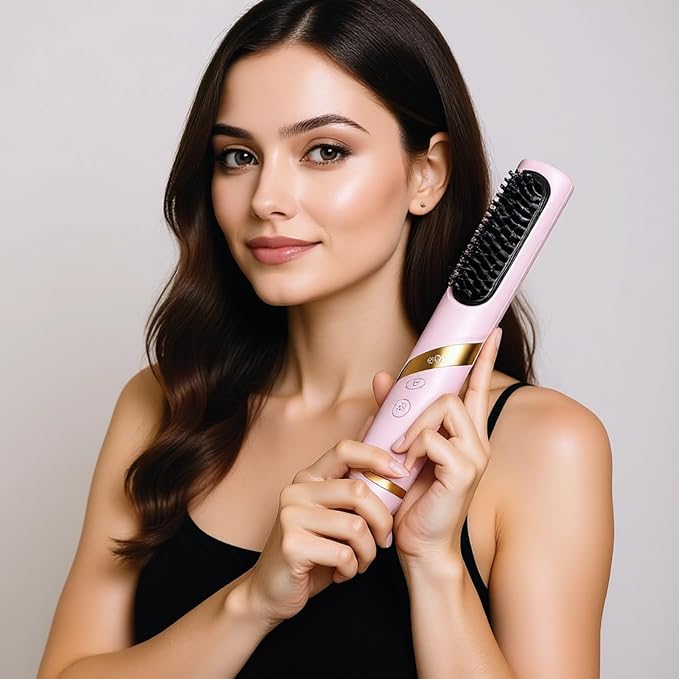Taro Hair Straightener Brush With Cold Air 2-In-1 Styling Comb For Women 3 Heat Levels Lightweight 9 Oz For Quick Straightening &amp Curling