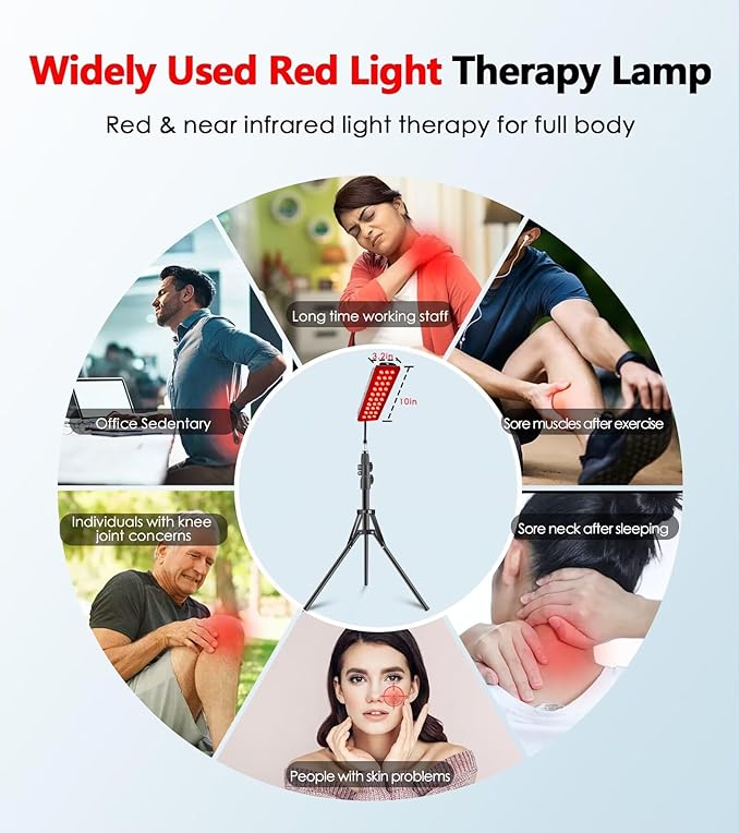 Red Light Therapy Lamp Infrared Light Therapy with Stand - 660nm Redlight and 850nm Near Infrared Light Device for Body Pain Relief Skin Care