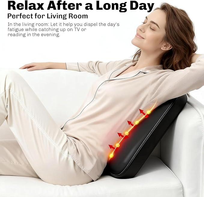 Solucky Back Massager for Pain Relief Deep Tissue Back Massager with Heat Deep Kneading Massage for Back Adjustable Intensity &amp Dual Modes Red Light Heating Therapy 12V Corded for Home &amp