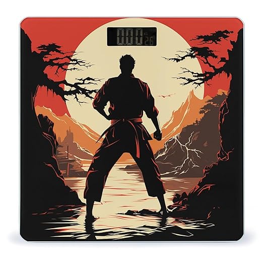 Karate Men Bathroom Scale Large LCD Backlight Display Digital Scale Rounded Corners Body Scales Automatic Power On/Off Bathroom Scales for Home Bedrooms