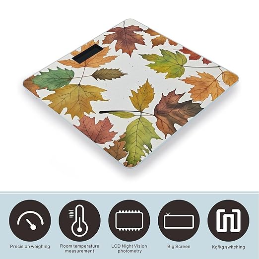 Watercolor Autumn Leaves Scale for Body Weight Digital Bathroom Scale Accurate Smart Weight Scales with Large Display Weighing Machine High Precision Scales
