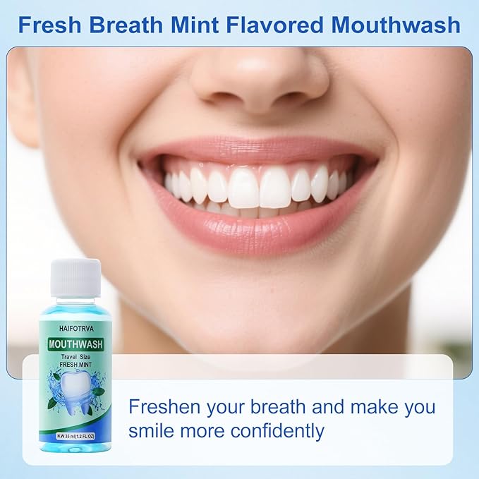 Mini Mouthwash and Travel Size Toothpaste BulkBlue 35ml/1.2 fl oz Mint Flavor Mouthwash and 0.35oz Small Toothpaste for TravelOfficeToiletry Kits