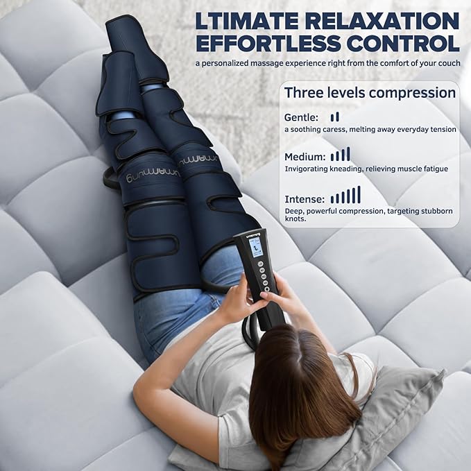 Air Compression Leg Massager with Heat - Ideal Christmas Mother's Day and Father's Day Gifts for Men Women Dad Mom - Relieves Foot and Knee Pain Eases Varicose Veins Cramps Swelling and Edema