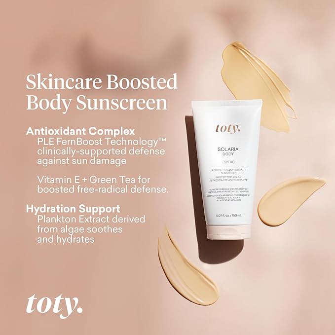 Toty by Sofia Vergara - Solaria Body SPF 50 Refreshing Antioxidant Sunscreen - UVA/UVB Protection - Weightless Body SPF for All Skin Types - Water &amp Sweat Resistant - 5.07 fl oz