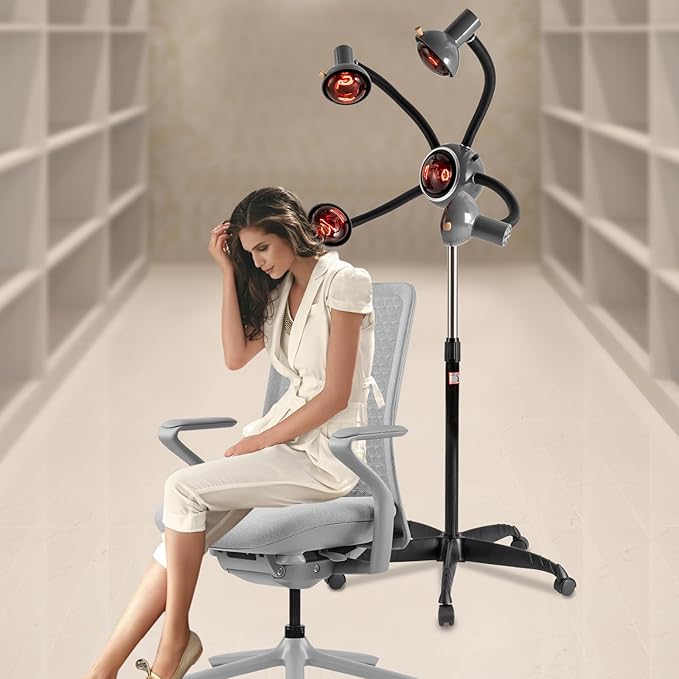 Bitodd 5 Head Hair Dryer 750W Infrared Heat Lamp Vertical Hair Dryer Perm Styling Hair Dryer Gas Pedal Hair Processor Hair Salon Barber Equipment for Stores Beauty Salons