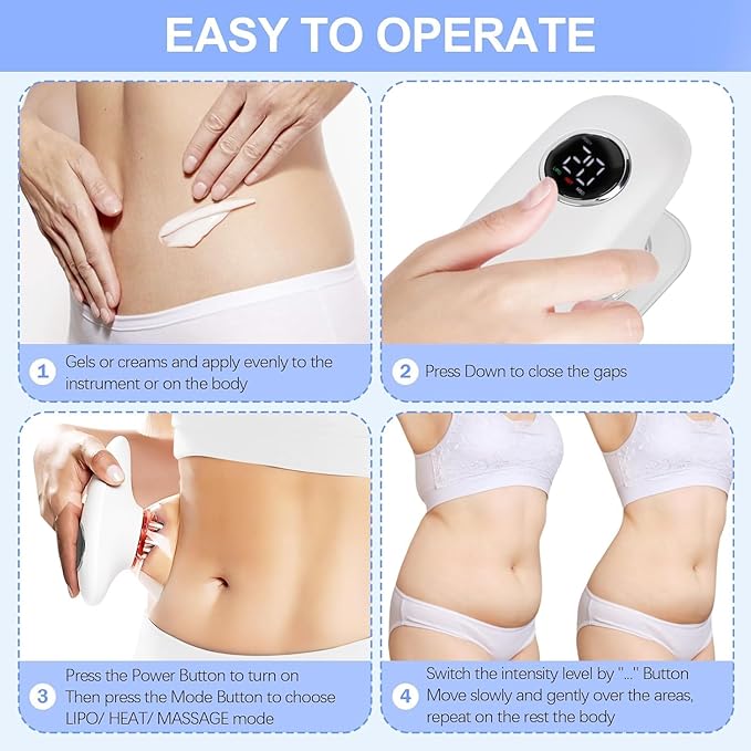 5-in-1 Body Sculpting Machine for Home Lymphatic Drainage Massager Anti Cellulite Massage Tool Skin Tightening Device for Abdomen Legs Arms Face Cupping Machine with Red Light Therapy