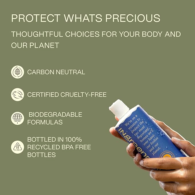 Ingreendients Natural Body Wash With Organic Ingredients - Moisturizing For Dry and Sensitive Skin Vegan Cruelty Free Sulfate Free Betaine Free (2 x 16 FL. Oz)