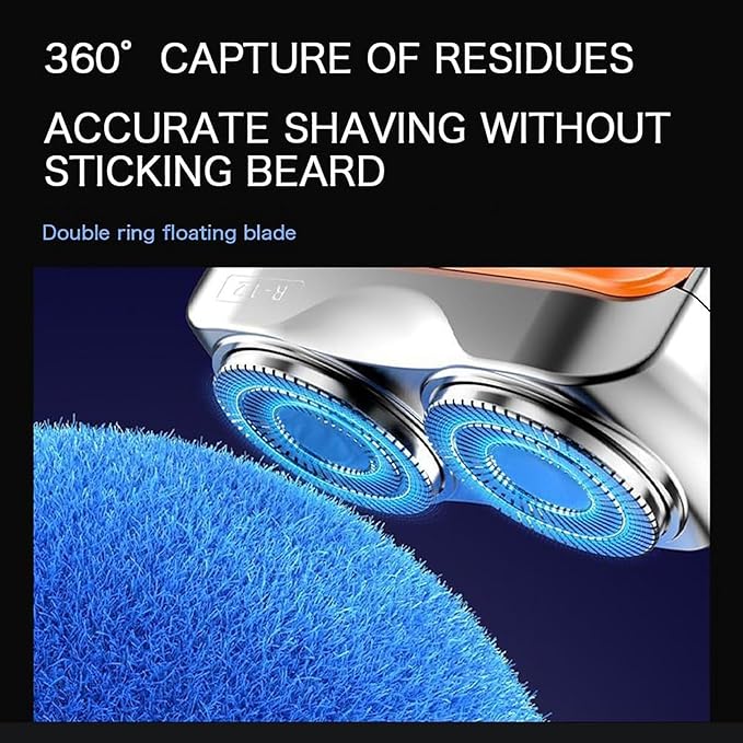 Luggage Mini Electric Rotary Dual Ring Pocket Beard Shaver Wet &amp Dry Shaving Cordless Rotary Shaver Portable Razor Suitcase Design USB Rechargeable for Home Travel (Orange)
