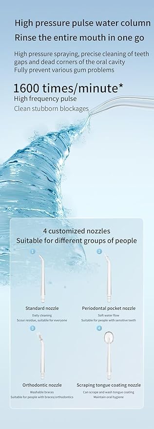 Water Flosser Cordless Rechargeable Large Capacity Something Nice Water Flosser 3 Modes &amp Multi-Pressure 4×360° Nozzles IPX7 Waterproof Flossing Cleaning Picks for Braces Home &amp Travel Us