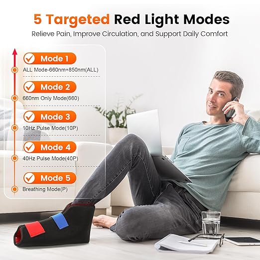 LIGHTIUM Red Light Therapy for Feet – FSA Eligible HSA Infrared Light Therapy Foot Wrap with 660nm Red &amp 850nm Near Infrared LEDs Heat Therapy &amp Timer for Neuropathy Joint Ankle Heel &amp