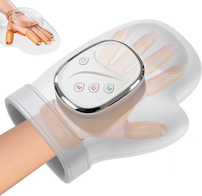 Hand Massager with Heat and Compression for Arthritis and Carpal Tunnel Relief 3 Modes &amp 5 Intensity 42°C Heat Finger Separation Design Rechargeable &amp Portable Handheld Massager at Home Of