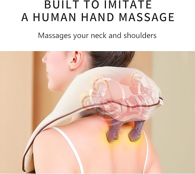 Wireless Shoulder Massager Soothing Heat Shiatsu Massager Pillow for Neck Traps Back Pain Gifts for Men Women Mom Dad