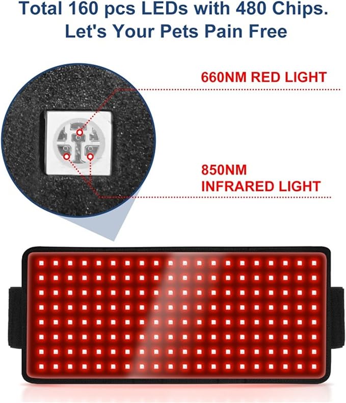 Red Light Therapy Belt for Horse Portable Wearable Red Light Therapy Device for Dogs Pets Tissue Repair Muscle