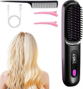 2026 UpgradedGo Brush Pro Portable Cordless Hair Straightener Brush with LCD Fast Heating Cordless 3 Temperature Settings USB Rechargeable Fast Heating Hair Brush for Travel
