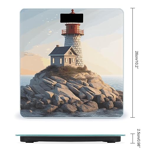 3D Seaside Lighthouse Bathroom ScaleHighly Accurate Digital Weighing Machine for People Bright LED Display Weight Scale for The Aldult Home Use