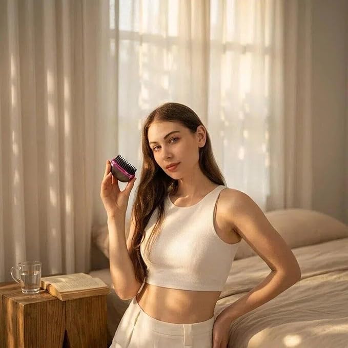 Electric hair brushMini hot combMini hair straightenerMini straightenerPortable straightener brushPortable hair straightenerAutomatic curling ironCordless travel hair straightener (Starry Gray)