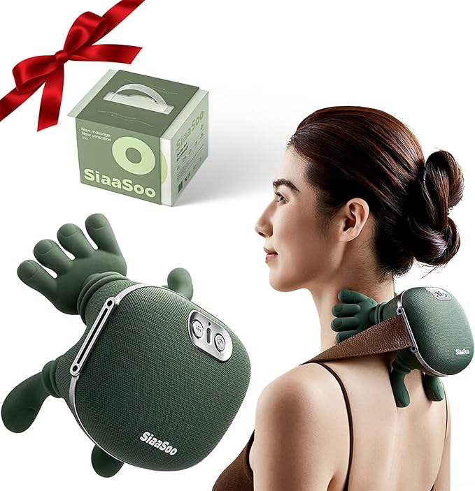 2026 Siaasoo Neck Massager with Hands-3-Level Adjustable Intensity (Genuine OEM- Patent Pending)-Shiatsu Neck and Back Massager Electric Deep Tissue 4D Kneading Massage Bionic Relaxation Massager