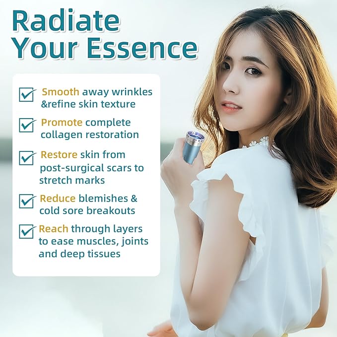 8-LED Handheld Red Light Therapy Wand for Face &amp Body 5200mAh Portable Near Infrared Light Device for Cold Sore &amp Joint Pain Relief 10Hz Pulse 460/660/850/940nm Multi-Wave Torch