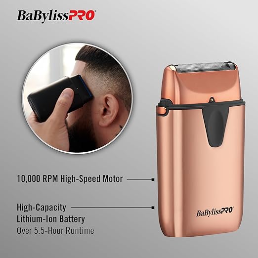 Bundle of BaBylissPRO UVFOIL Single Foil UV-Disinfecting Metal Shaver - Rosegold + BaBylissPRO UVFOIL Single Replacement Foil with Cutter Rosegold