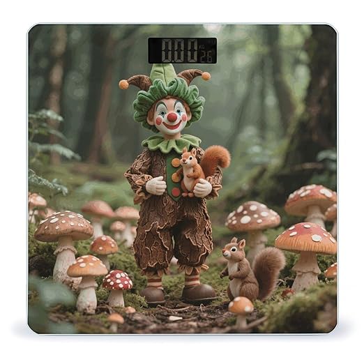 Forest Clown Scale for Body Weight Sturdy Tempered Glass Weighing Scales with LCD Display Accurate Digital Bathroom Scale Convenient Body Fat Smart Scales Easy Read