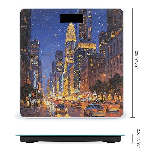 City Night View Weight Scale Large Bathroom Scales Digital Weight with Bright LED Display Non Slip Automatic Weighing Scale Fashion Weighing Machine for Body