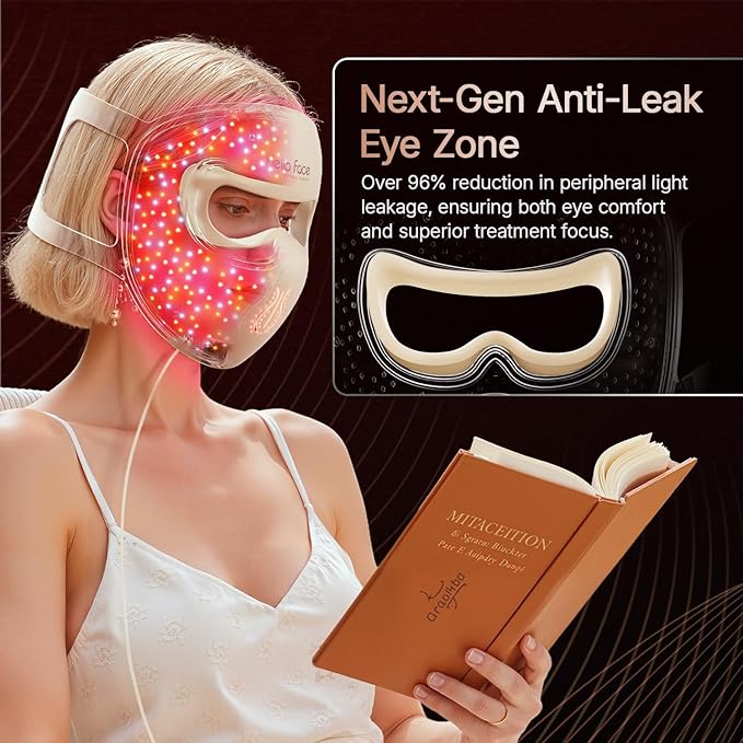 4D Red Light Therapy Mask 311 LEDs 850nm Infrared Long Light Waves Led Face Mask Light Therapy for Cordless Photons Tech Silicone Skin Improvement for Women with Rechargeable Remote