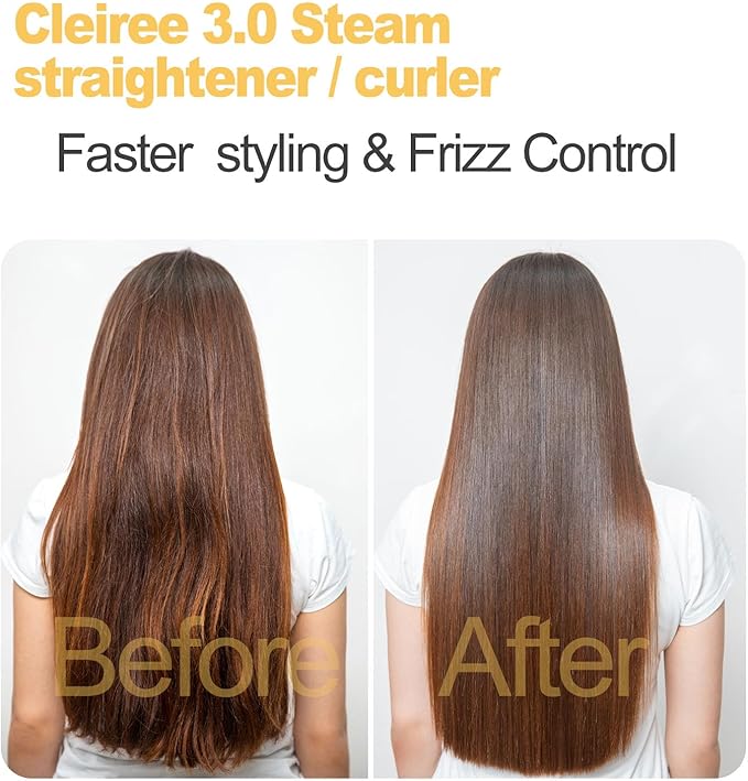 Steam Flat Iron and Culur - 1.25 Inch Hair Straightener for All Hair Types Adjustable Temp 284°F-410°F Fast Heat Up in 30 Sec (Black)