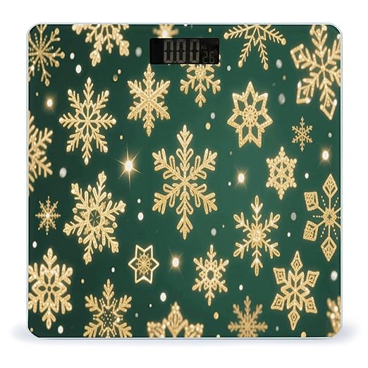 Christmas Snowflakes Background Weight Scale Large Digital Bathroom Scales with Bright LED Display Non Slip Digital Scale and Step On Fashion Weighing Machine for Body