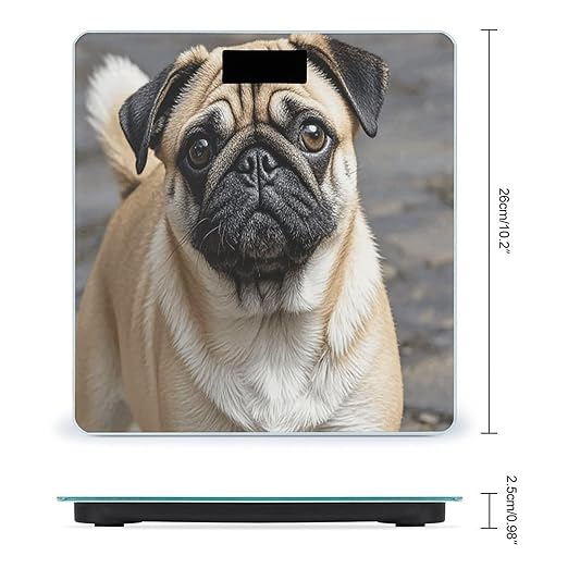 Pug Dog Bathroom Scale Ultra-Bright Liquid Crystal Screen Weight Scale Accurate Bathroom Body Scales for Body Weight Bathroom Pet Home Bedroom Gift-Giving