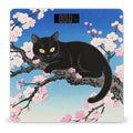 Black Cat Floral Scale for Body Weight Sturdy Tempered Glass Weighing Scales with LCD Display Accurate Digital Bathroom Scale Convenient Body Fat Smart Scales Easy Read
