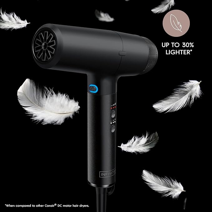 INFINITIPRO by CONAIR DigitalAIRE Hair Dryer | Frizz-Eliminating Hair Dryer with Diffuser | Hair Blow Dryer with Up to 5X More Speed for Higher Air Pressure &amp Drying Power | Black (Pack of 2)