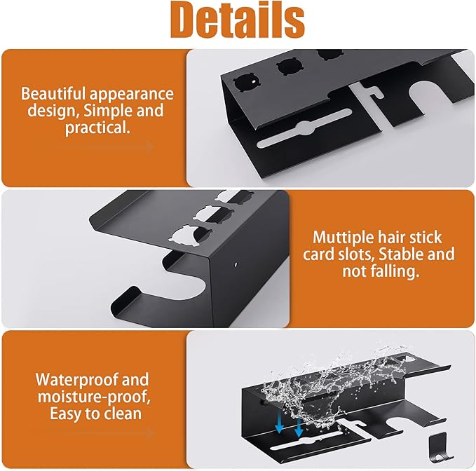 Hair Dryer Holder for Dyson Airwrap Hairdryer Holder Station Hair Straightener Holder for Dyson Airwrap Stand Hair Dryer Attachments for Curling Iron Styler Curling Barrels Brushes