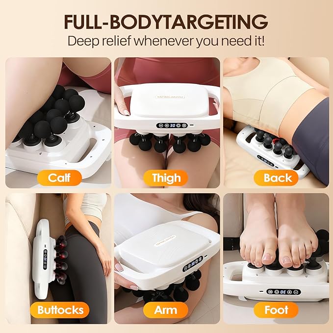 20-Head Massage Gun Set Deep Tissue Percussion Massager with 3 Modes &amp 30 Intensities Muscle Massager Pain Relief Portable Massage Gun for Back/Shoulders/Legs/Waists (White20-Head)