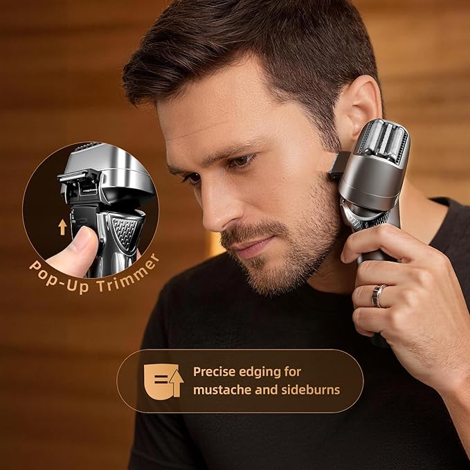 Ufree Foil Shaver with Pop-Up Trimmer 8500 RPM Electric Razor for Men Wet &amp Dry Electric Shaver with 2 Speed Modes LED Display Rechargeable Cordless IPX7 Waterproof Silver