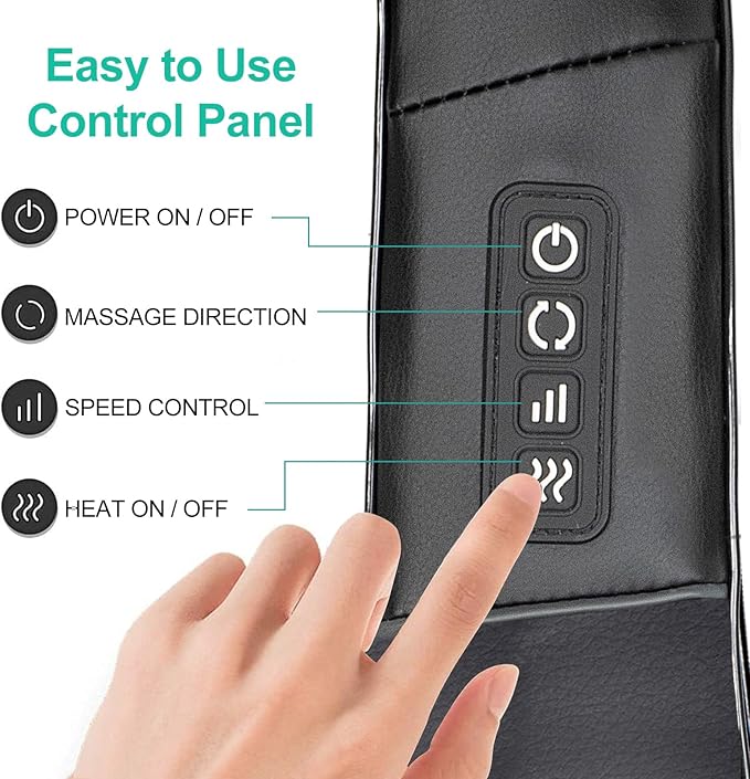 Medcursor Neck Massager - Portable Electric Neck and Back Massager with Heat Deep Tissue 3D Kneading Pillow for Muscle Pain Relief Ideal Father’s Day Gift Not Cordless